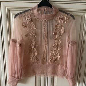 Elegant Pink Lace Blouse